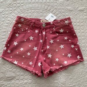 NWT Peach Love California Pink Ombre Star Jean Shorts | Size Small
